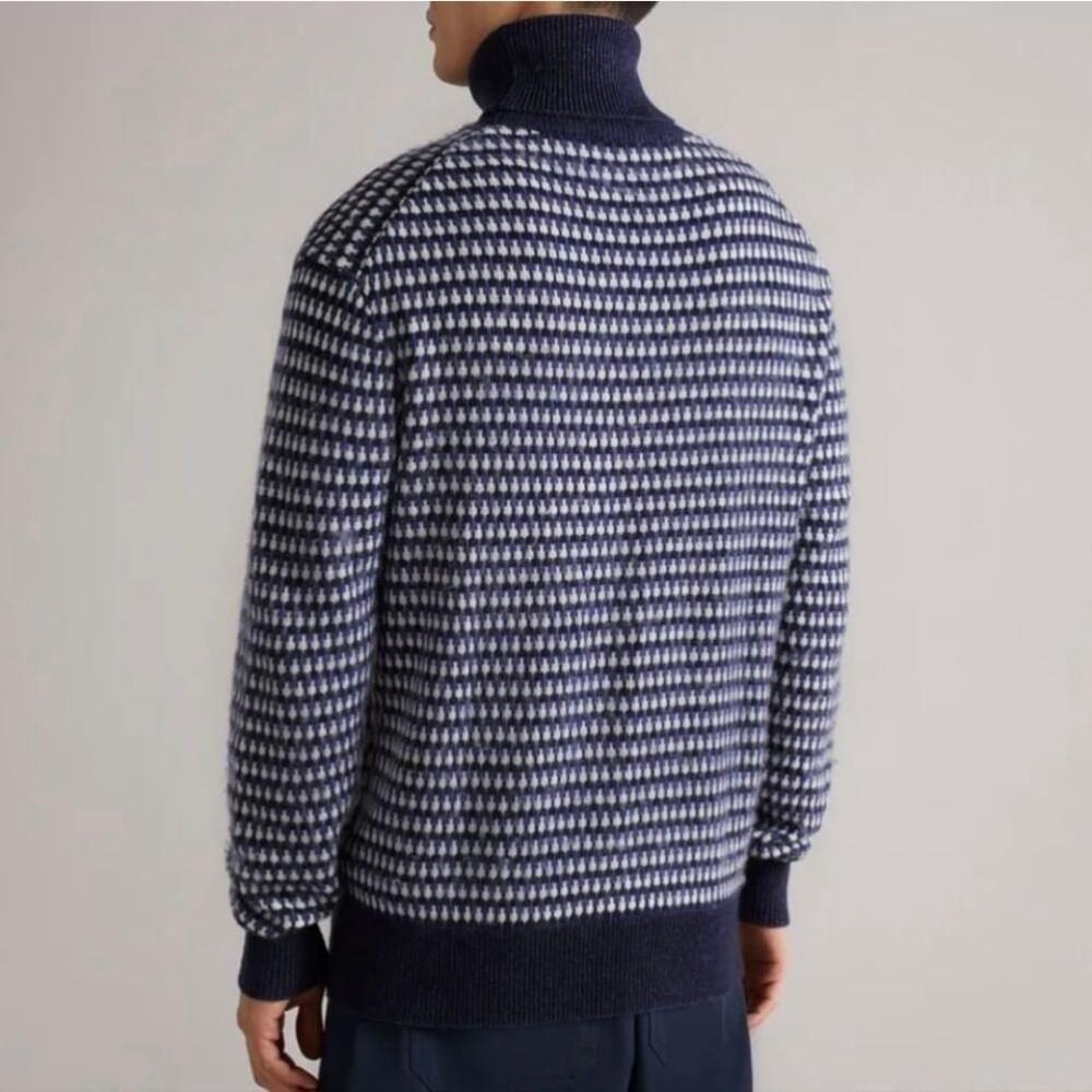 China Ted Baker riber turtleneck knit sweater navy blue Large 4 - Picture 3 of 13